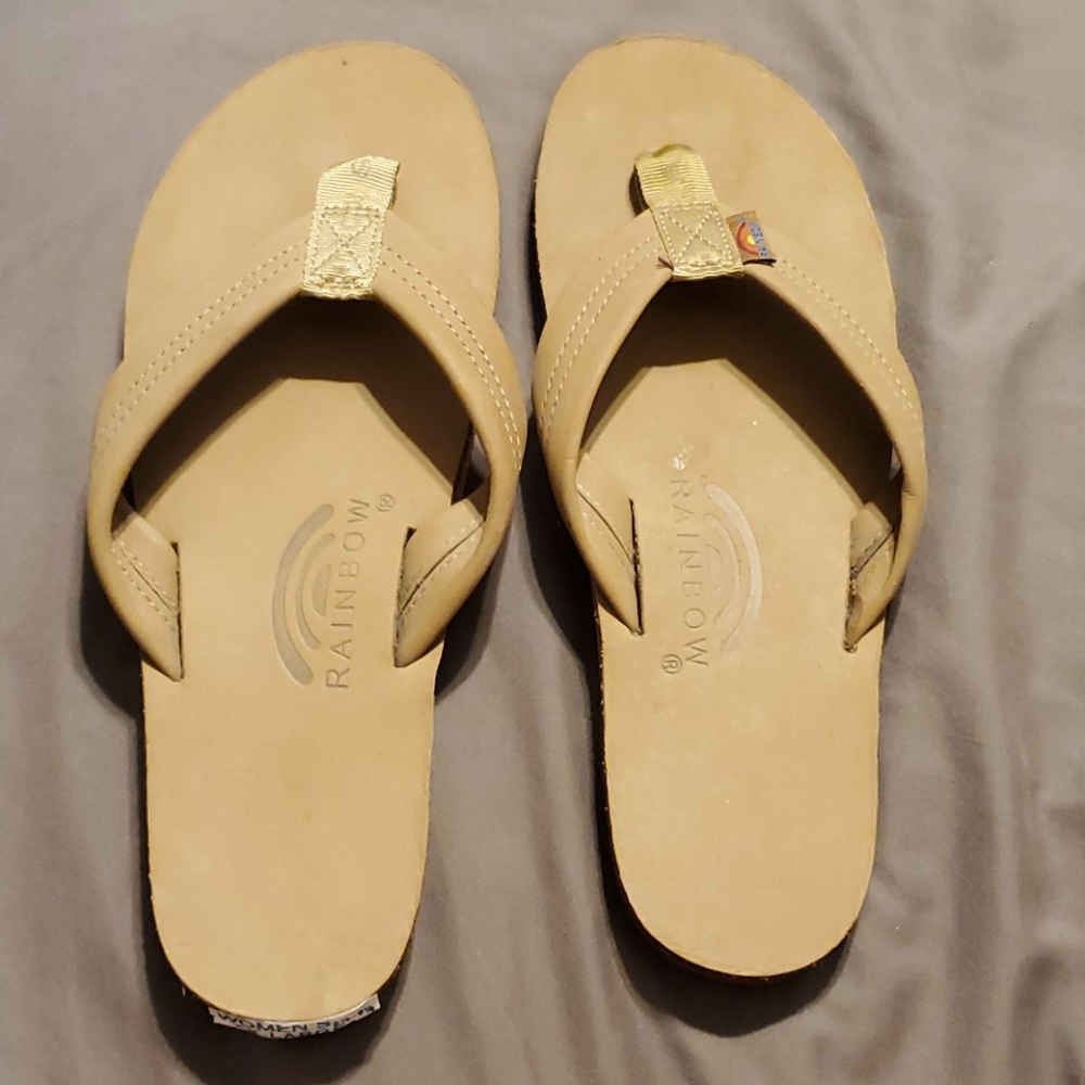 Rainbow flip flops